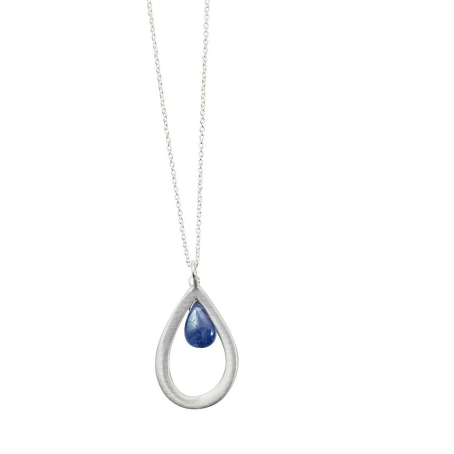 Glass & Jewelry The Glass Station Necklaces | Medium Drop With Tanzanite Silver Necklace