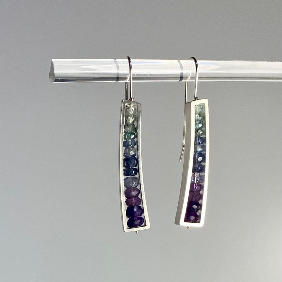 Glass & Jewelry The Glass Station Earrings | Medium Wedge Earrings With Blue And Purple Semiprecious Stones