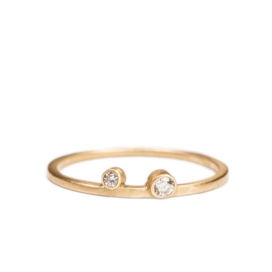 Glass & Jewelry The Glass Station Rings | 14K Stacking Double Diamond Ring