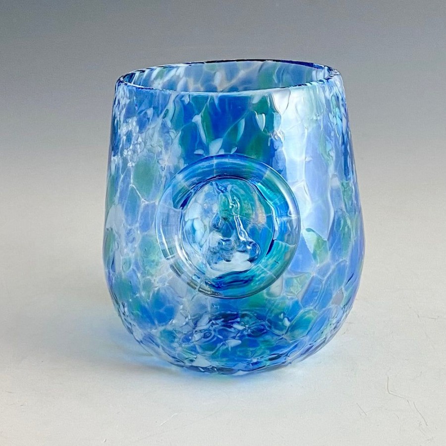 Glass & Jewelry The Glass Station | Colored Block Island Stemless Wine Glasses