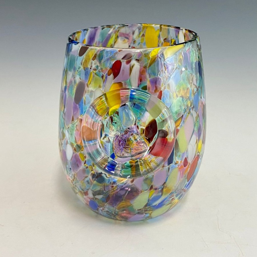 Glass & Jewelry The Glass Station | Colored Block Island Stemless Wine Glasses