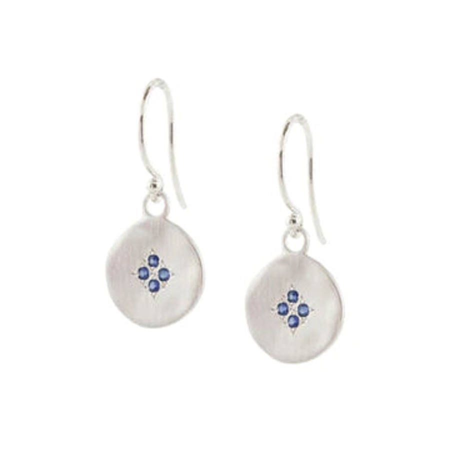 Glass & Jewelry The Glass Station Fine Jewelry | Four Star Wave Earrings With Sapphire