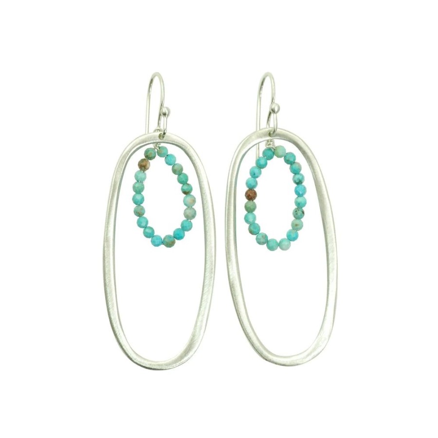 Glass & Jewelry The Glass Station Earrings | Sterling Silver And Turquoise Oval Earrings