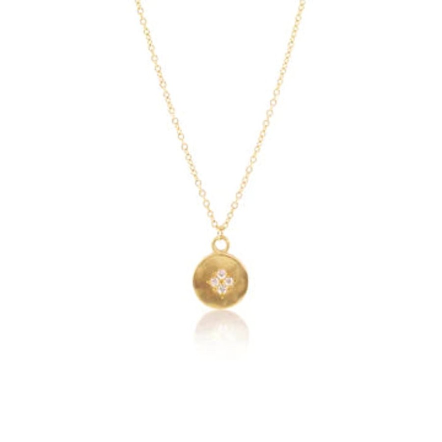 Glass & Jewelry The Glass Station Necklaces | Four Star Wave Charm In 18K Gold And Diamonds Necklace