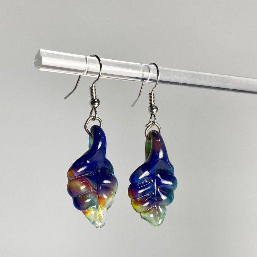 Glass & Jewelry The Glass Station Earrings | Handmade Glass Leaf Earrings