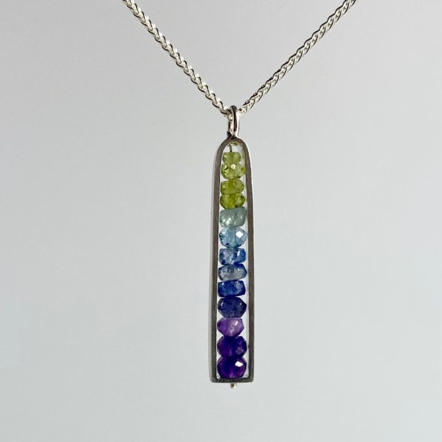 Glass & Jewelry The Glass Station Necklaces | Half Ellipse Necklace With Semiprecious Stones