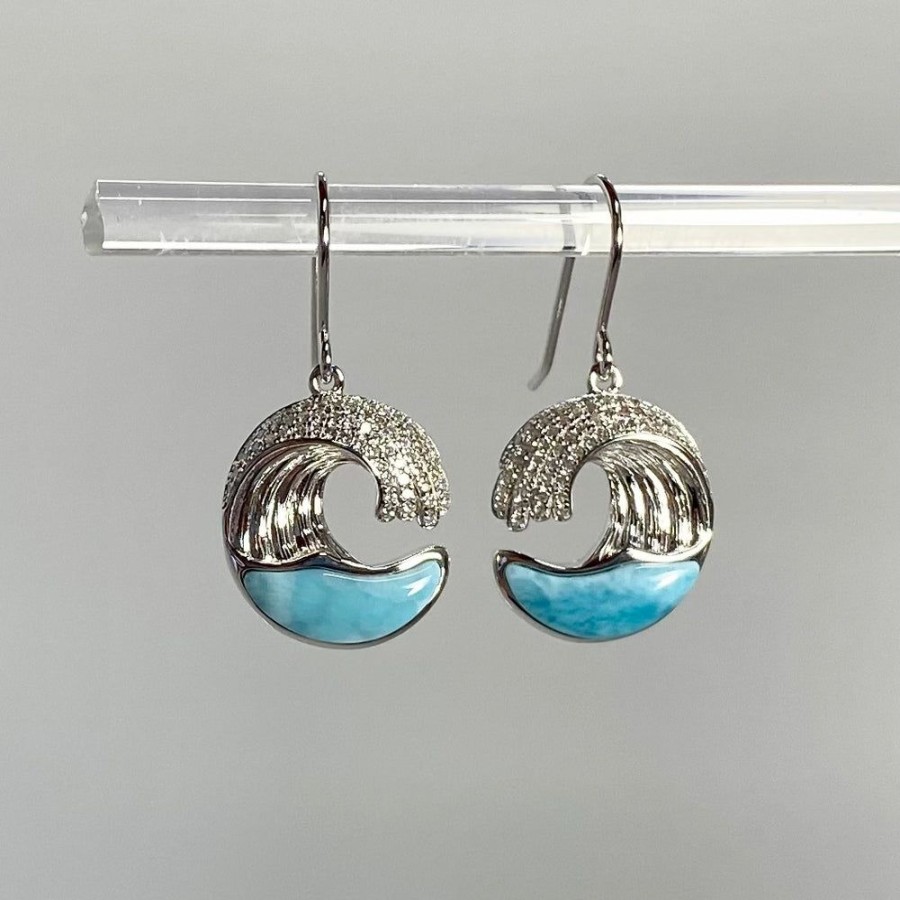 Glass & Jewelry The Glass Station Earrings | Larimar Wave Earrings