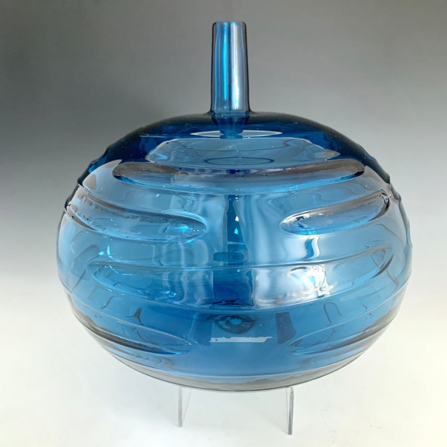 Glass & Jewelry The Glass Station | Incision Series - Wide Bottle - Blue