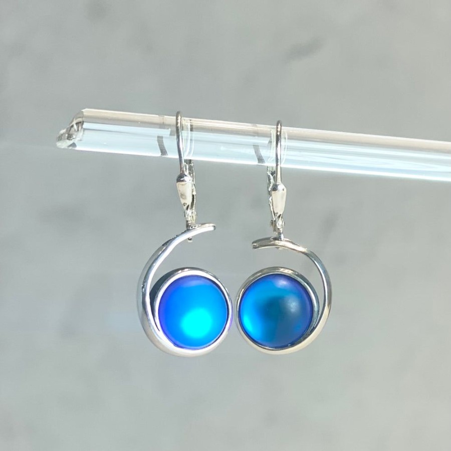 Glass & Jewelry The Glass Station Earrings | Dichroic Glass Wave Earrings