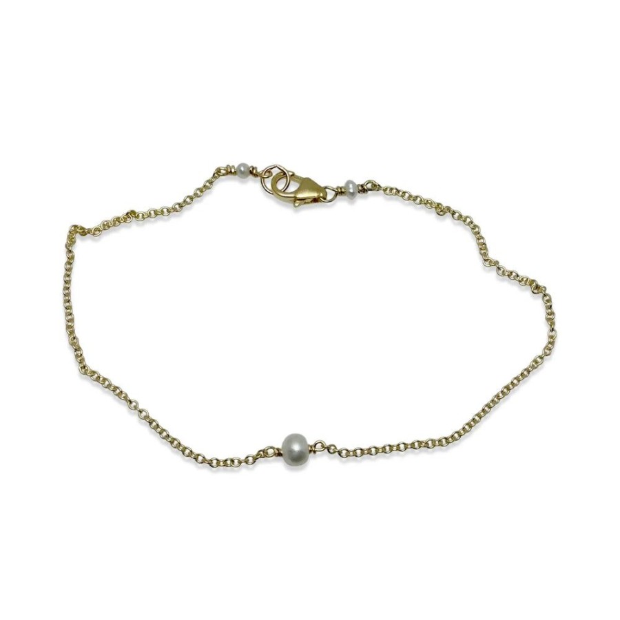 Glass & Jewelry The Glass Station | Ivory Tiny Pearl 14K Goldfill Bracelet