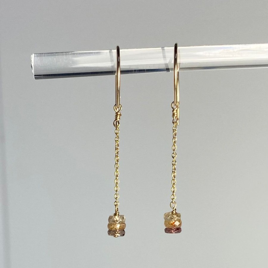 Glass & Jewelry The Glass Station Earrings | Natural Zircon Beaded Dangle Earrings 14K Goldfill