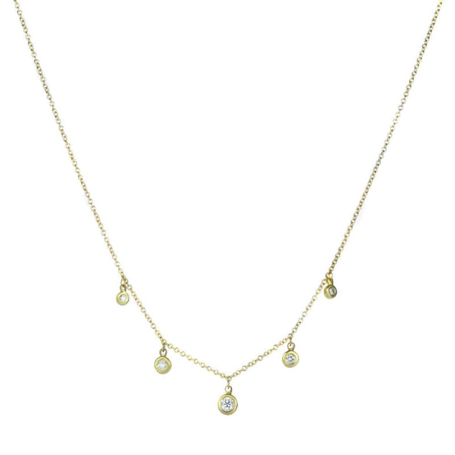 Glass & Jewelry The Glass Station Fine Jewelry | Kima 18K Necklace With Five Diamonds