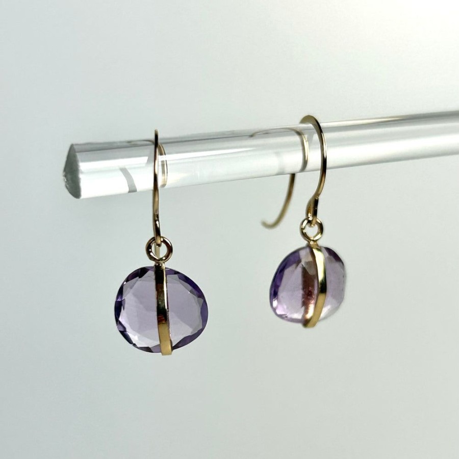 Glass & Jewelry The Glass Station Earrings | 14K Yellow Gold Amethyst Drop Earrings