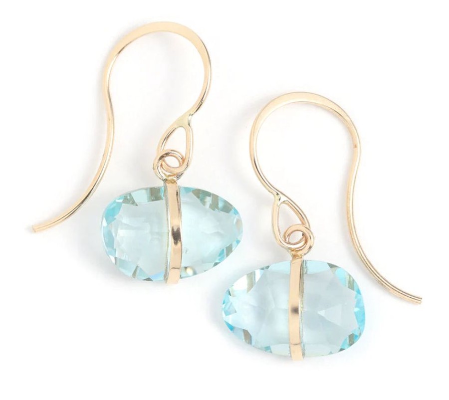 Glass & Jewelry The Glass Station Earrings | 14K Yellow Gold Blue Topaz Drop Earrings