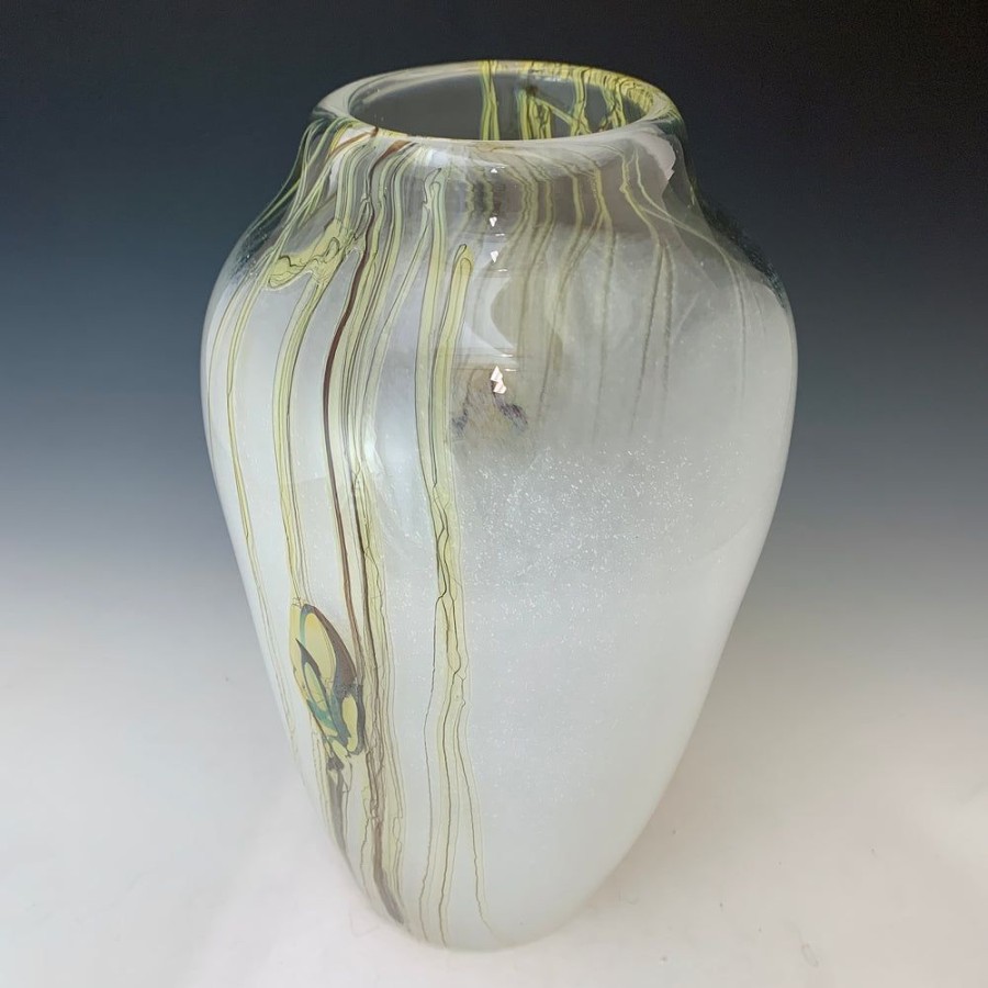 Glass & Jewelry The Glass Station | Wide White Lily Vase