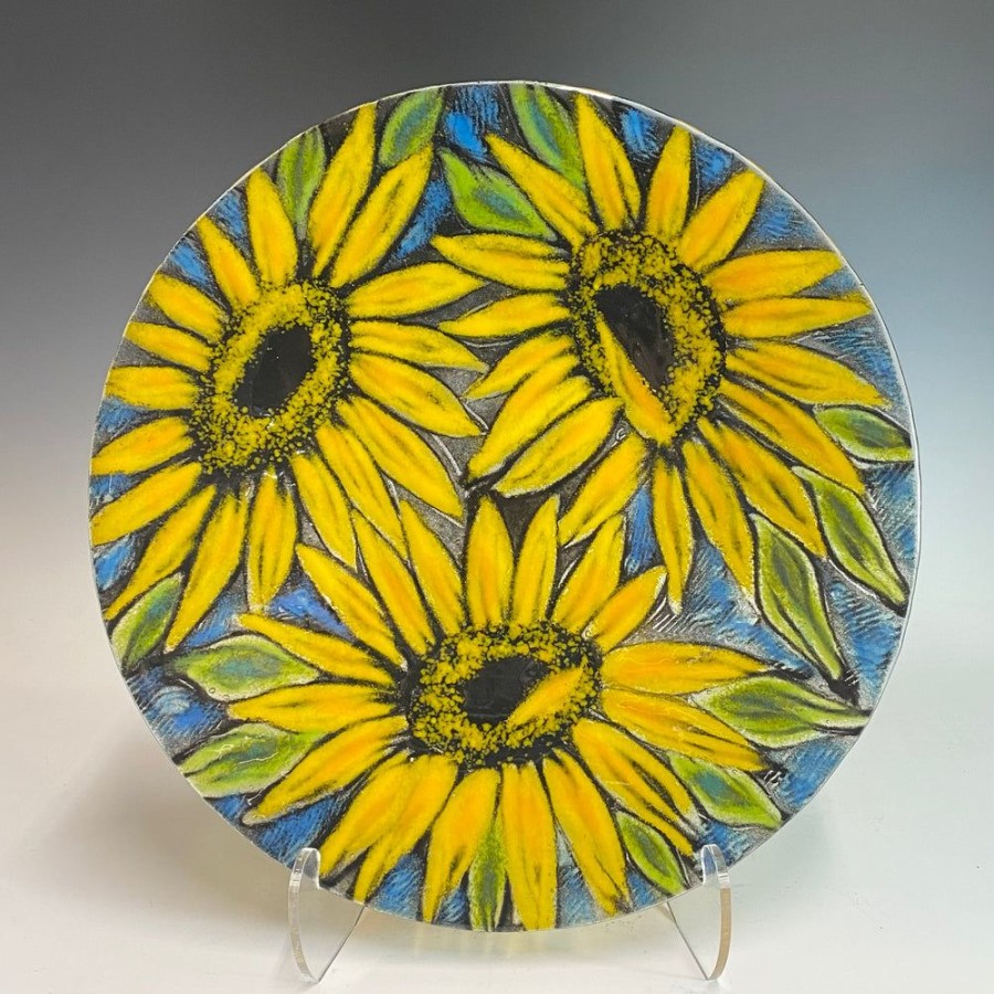 Glass & Jewelry The Glass Station | 18" Sunflower Concave Bowl