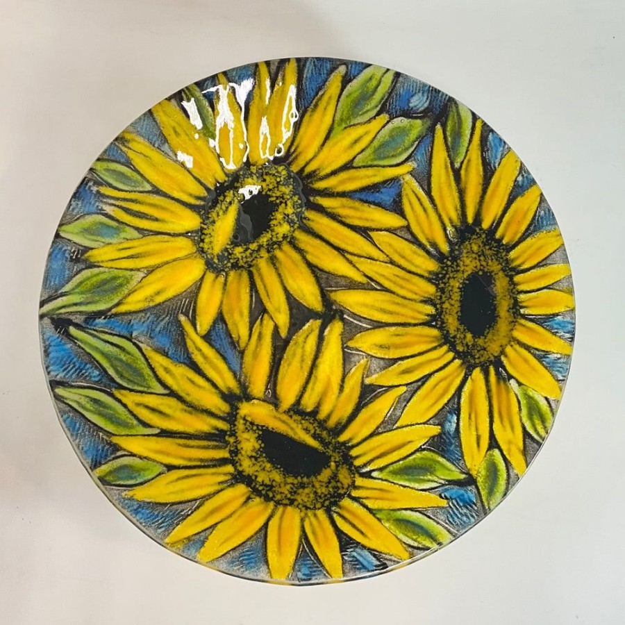 Glass & Jewelry The Glass Station | 18" Sunflower Concave Bowl