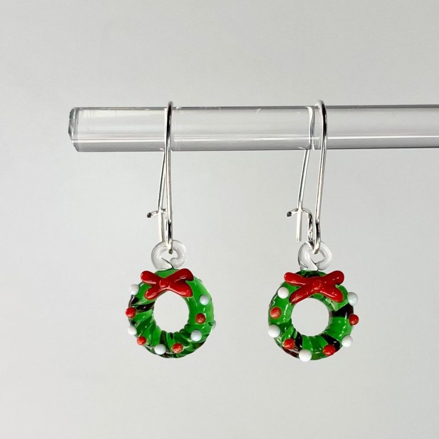 Glass & Jewelry The Glass Station Jewelry For Adolescents | Mini Glass Wreath Earrings