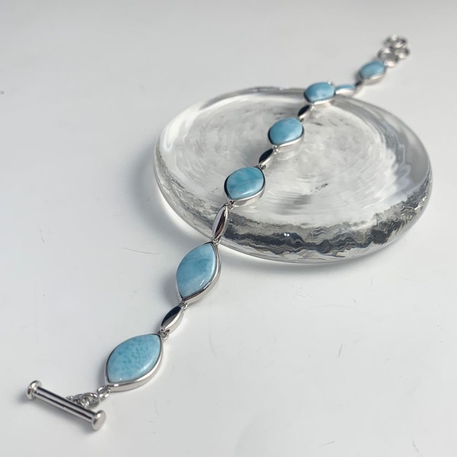 Glass & Jewelry The Glass Station Bracelets | Sterling Silver And Larimar Digon Bracelet