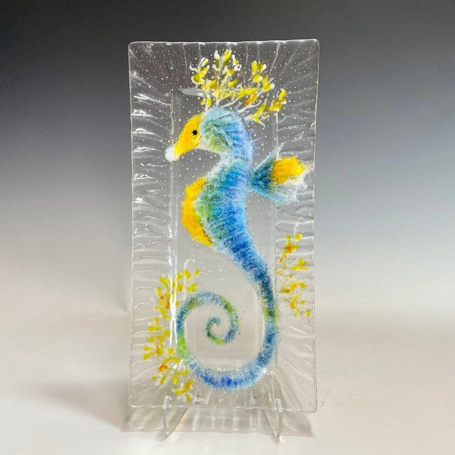 Glass & Jewelry The Glass Station | 9X17 Seahorse Glass Tray