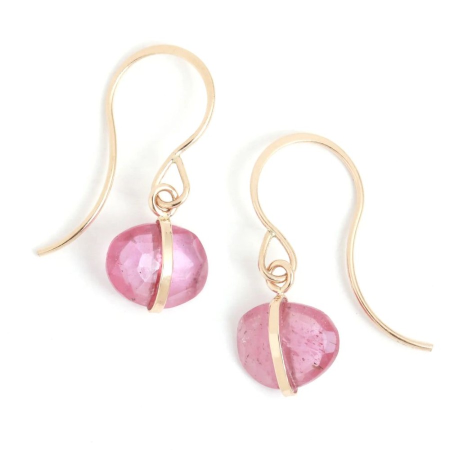 Glass & Jewelry The Glass Station Earrings | 14K Yellow Gold Pink Sapphire Drop Earrings