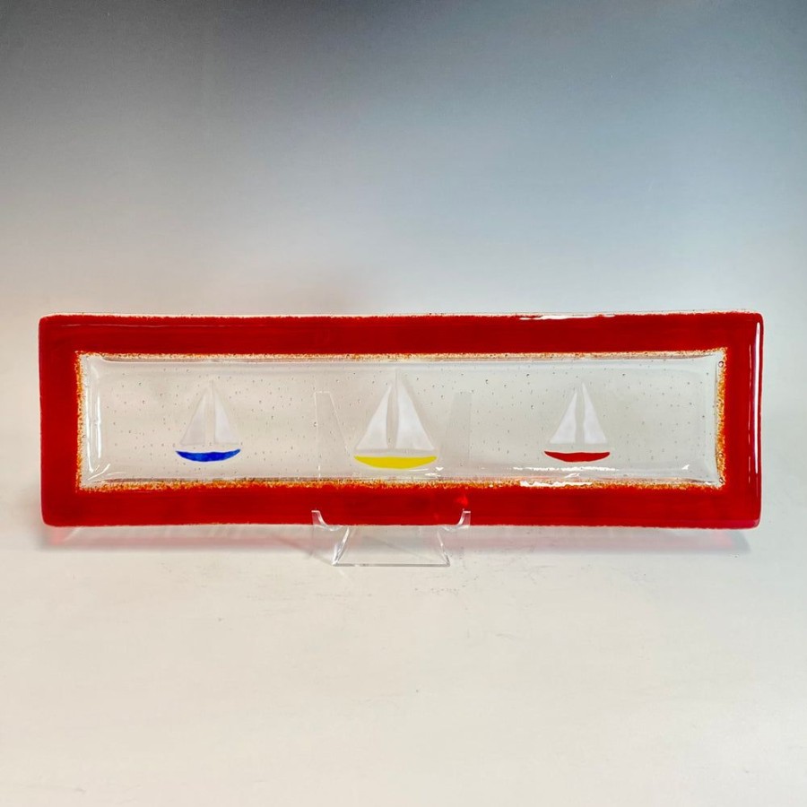 Glass & Jewelry The Glass Station | 6X22 Sailboat Glass Serving Tray