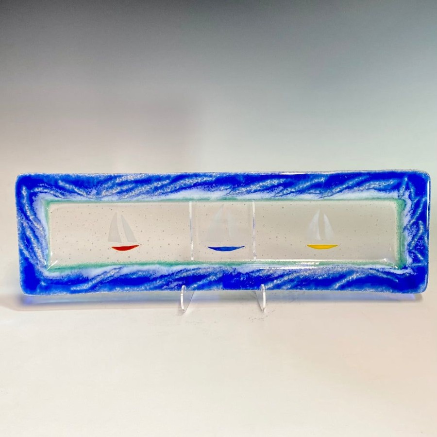 Glass & Jewelry The Glass Station | 6X22 Sailboat Glass Serving Tray