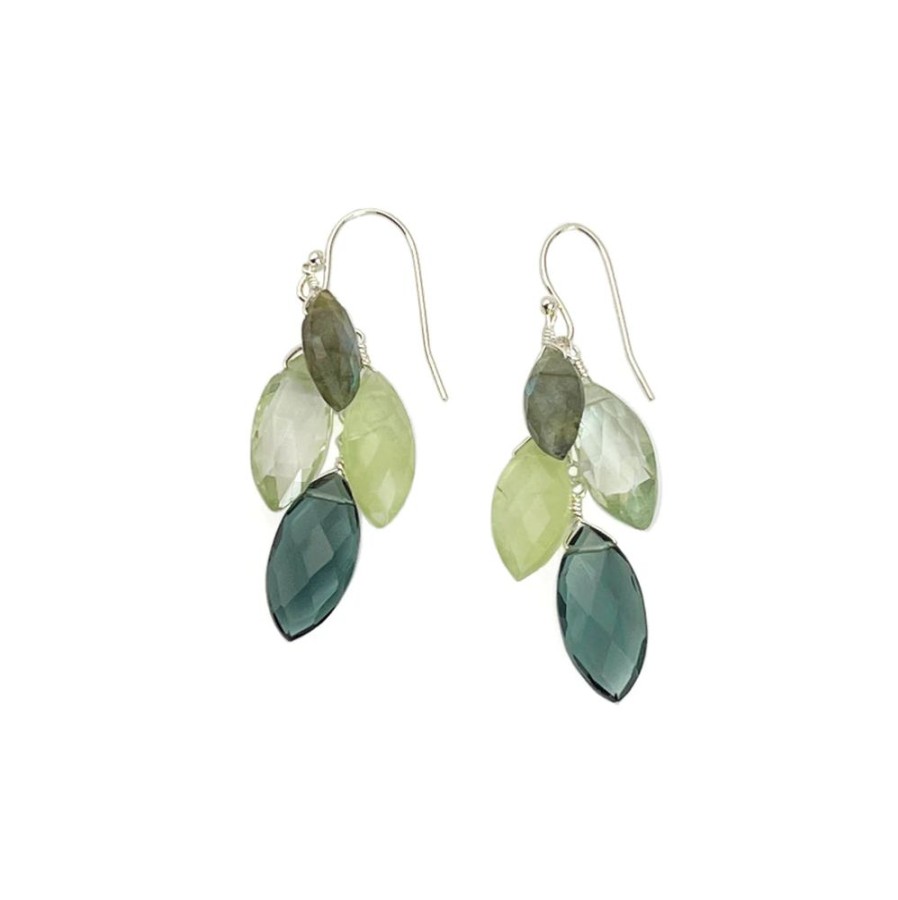 Glass & Jewelry The Glass Station Earrings | Quartz, Prenite And Green Amethyst Earrings