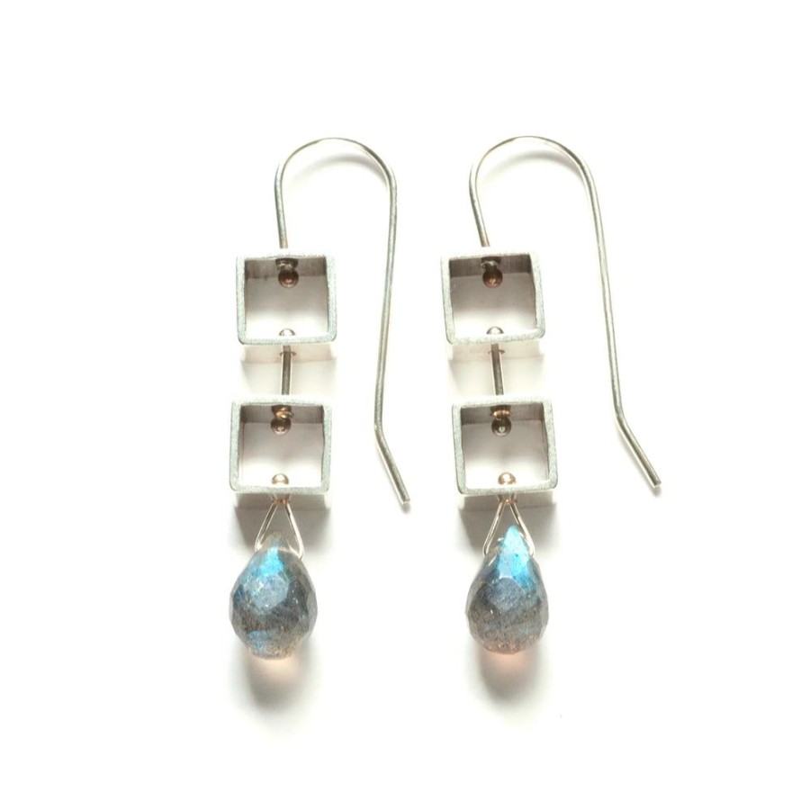 Glass & Jewelry The Glass Station Earrings | Mini Square Earrings With Labradorite